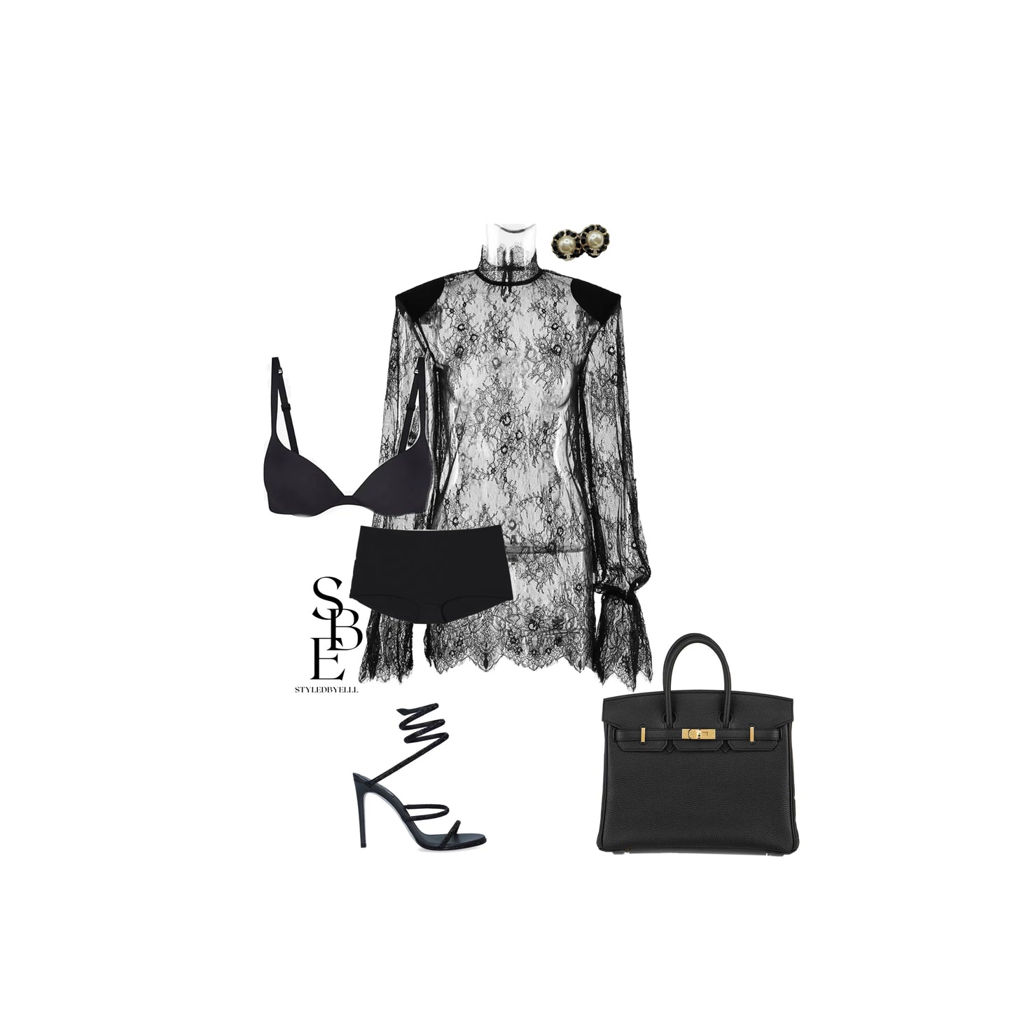 Sheer shoulder pad dress