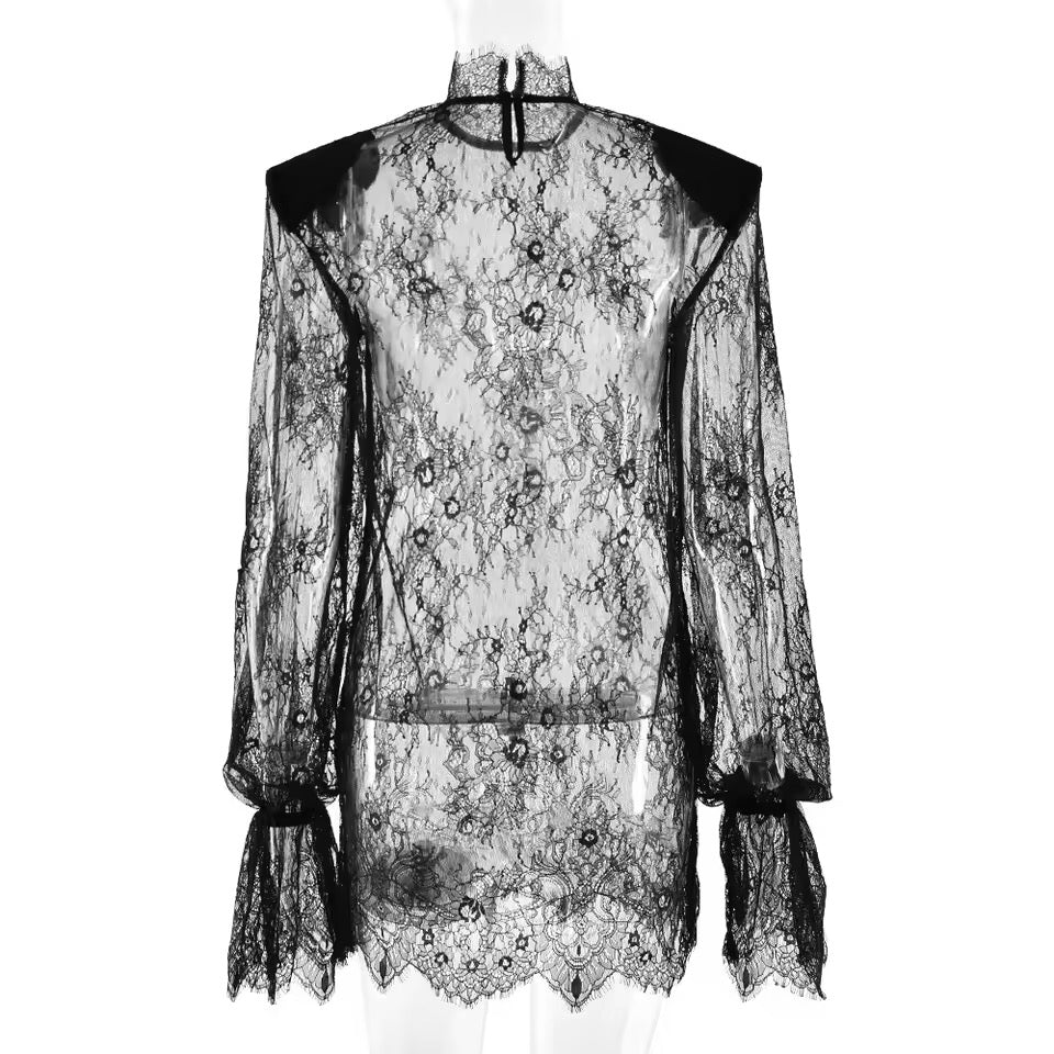 Sheer shoulder pad dress