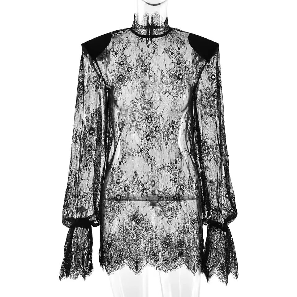 Sheer shoulder pad dress