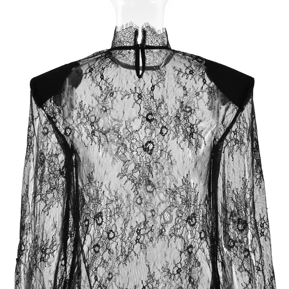 Sheer shoulder pad dress