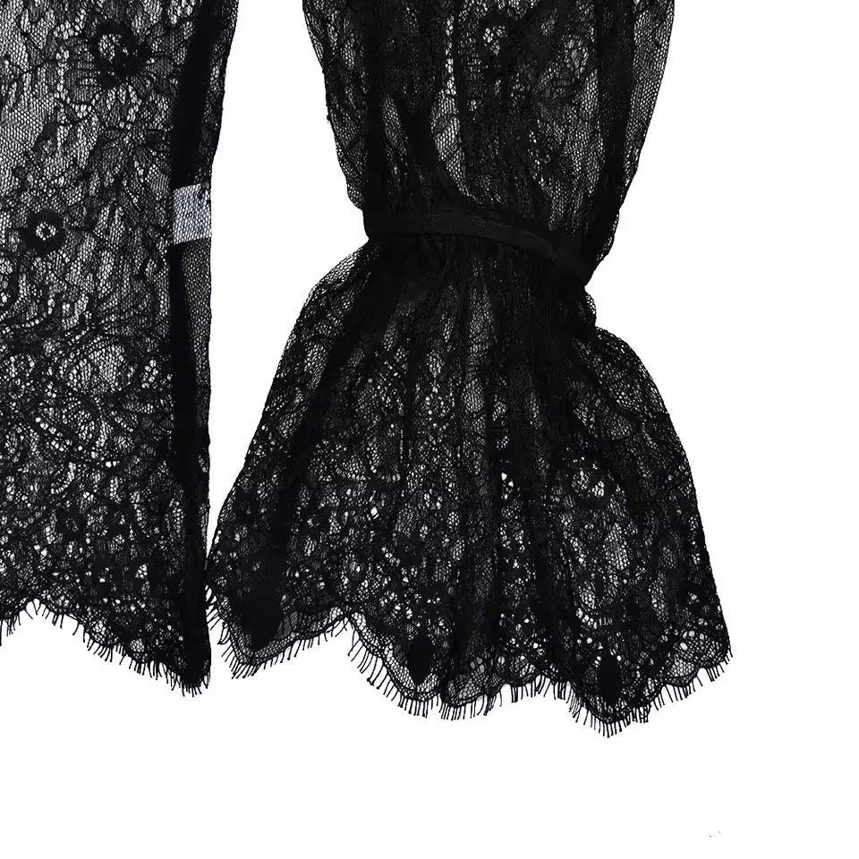 Sheer shoulder pad dress